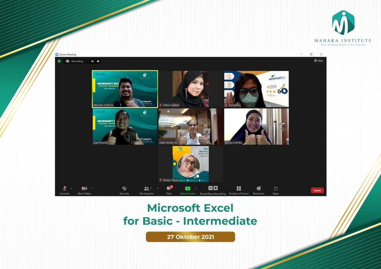 27 Oktober 2021 - Training Microsoft Excel for Basic - Intermediate