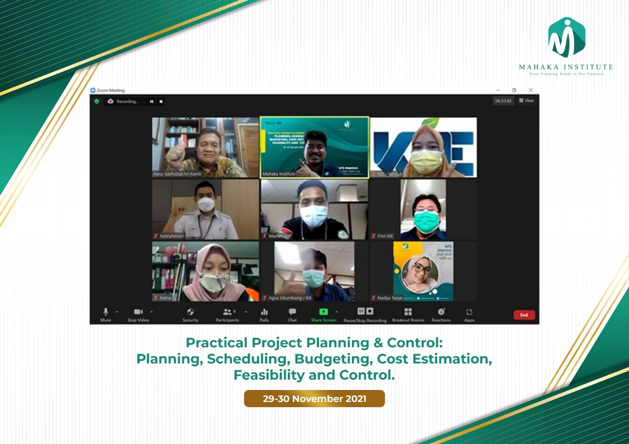 29-30 November 2021 - Training Practical Project Planning & Control Planning, Scheduling, Budgeting, Cost Estimation, Feasibility and Control