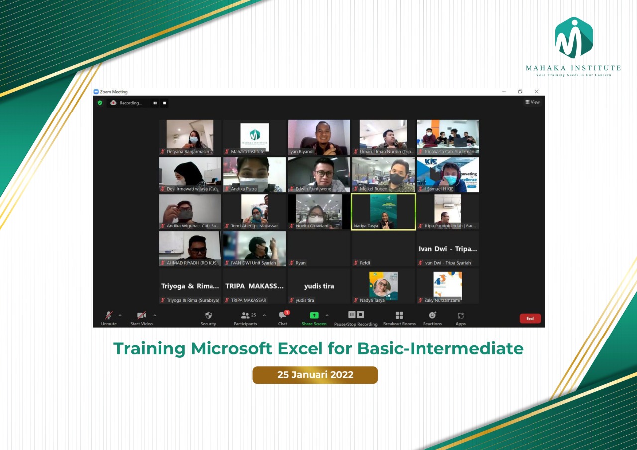 Training Microsoft Excel For Basic-Intermediate (25 Januari 2022)