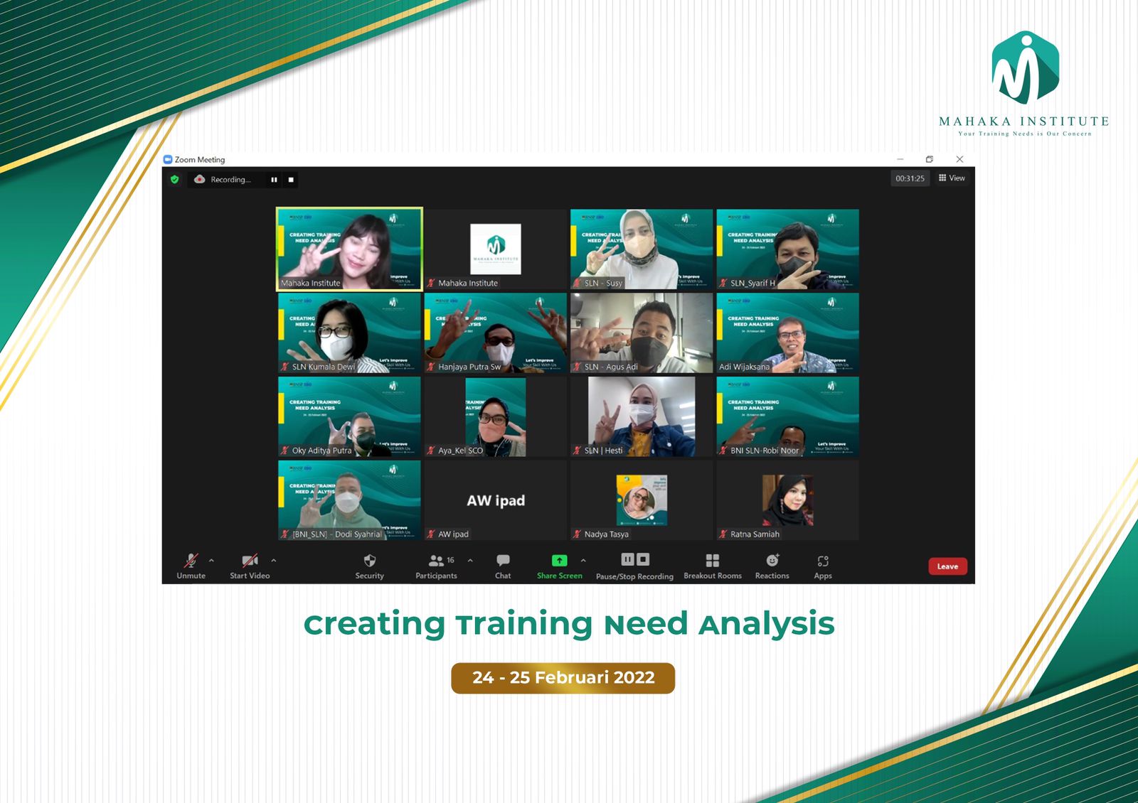 Training Creating Training Need Analysis (24-25 Februari 2022)