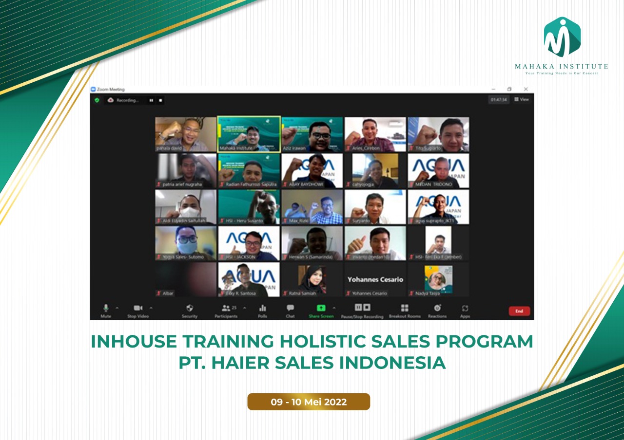 Pelatihan In House Holistic Sales Program. PT Haier Sales Indonesia (9-10 Mei 2022)