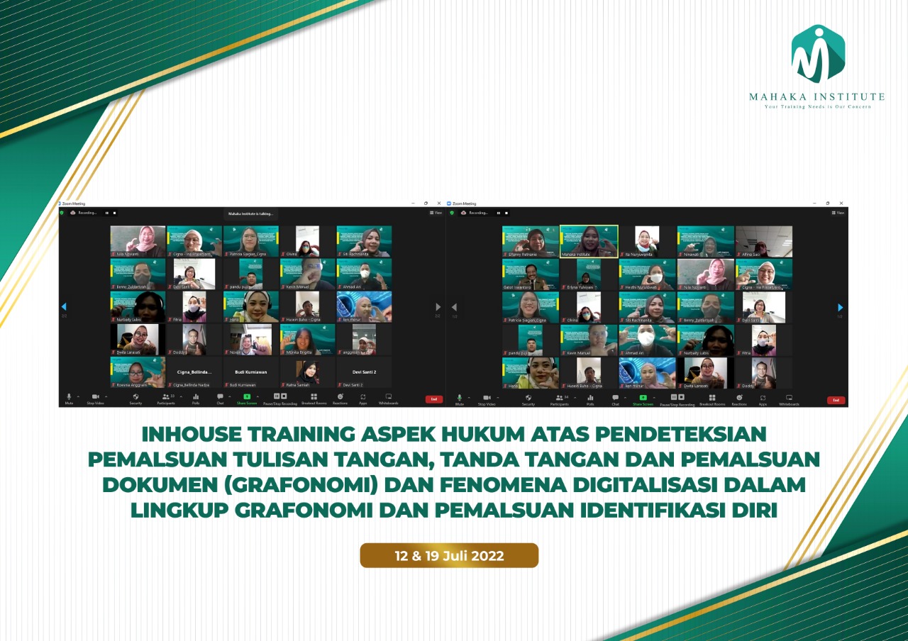 Pelatihan In House Training Grafonomi dan Fenomena Digitalisasi Dalam Lingkup Grafonomi (12&19 Juli 2022)