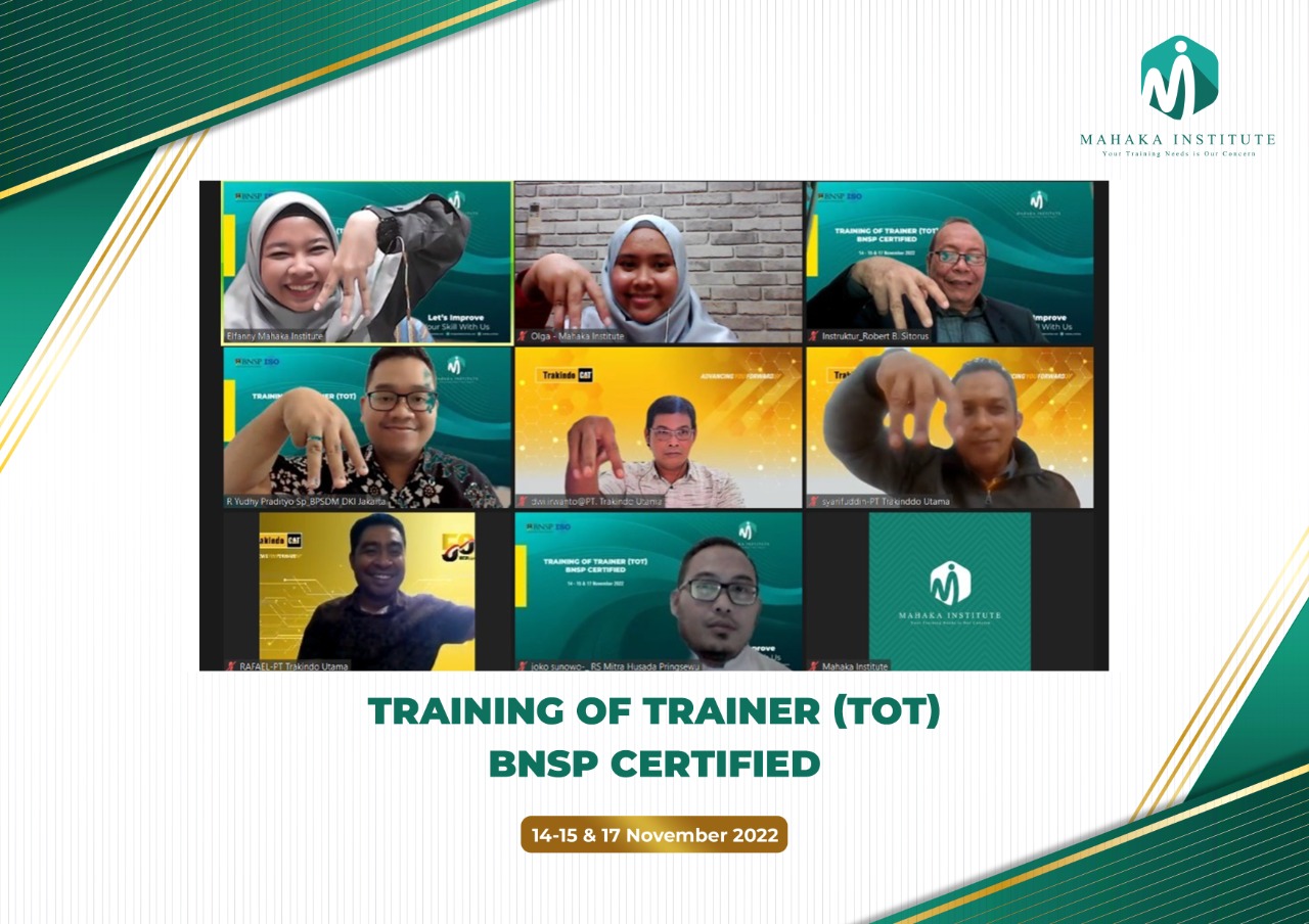 Pelatihan Training Of Trainer (TOT) BNSP Certified (14,15,17 November 2022)