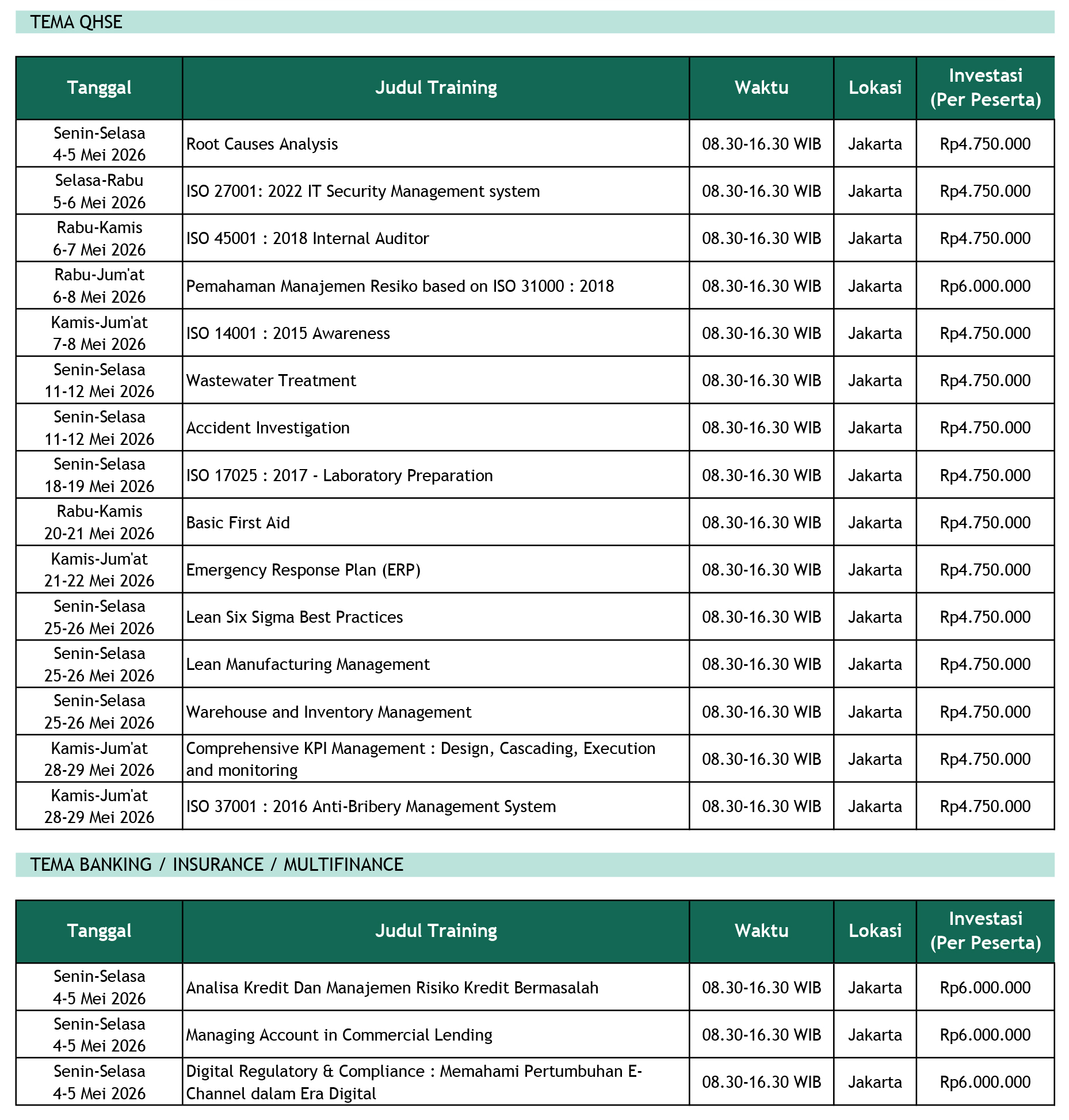 Jadwal Training Mahaka Mei 2026 - 1