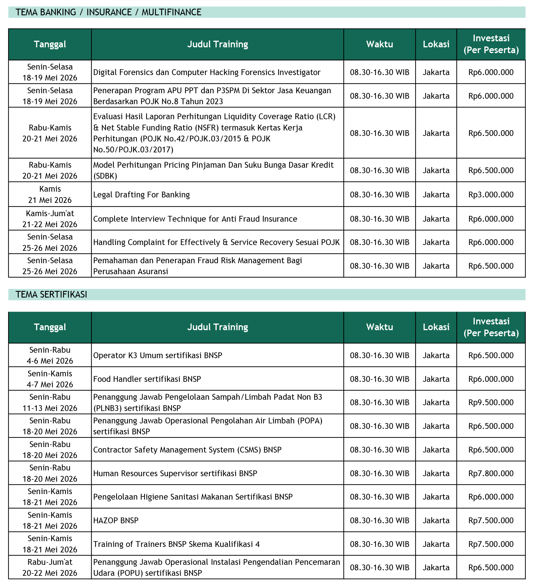 Jadwal Training Mahaka Mei 2026 - 3