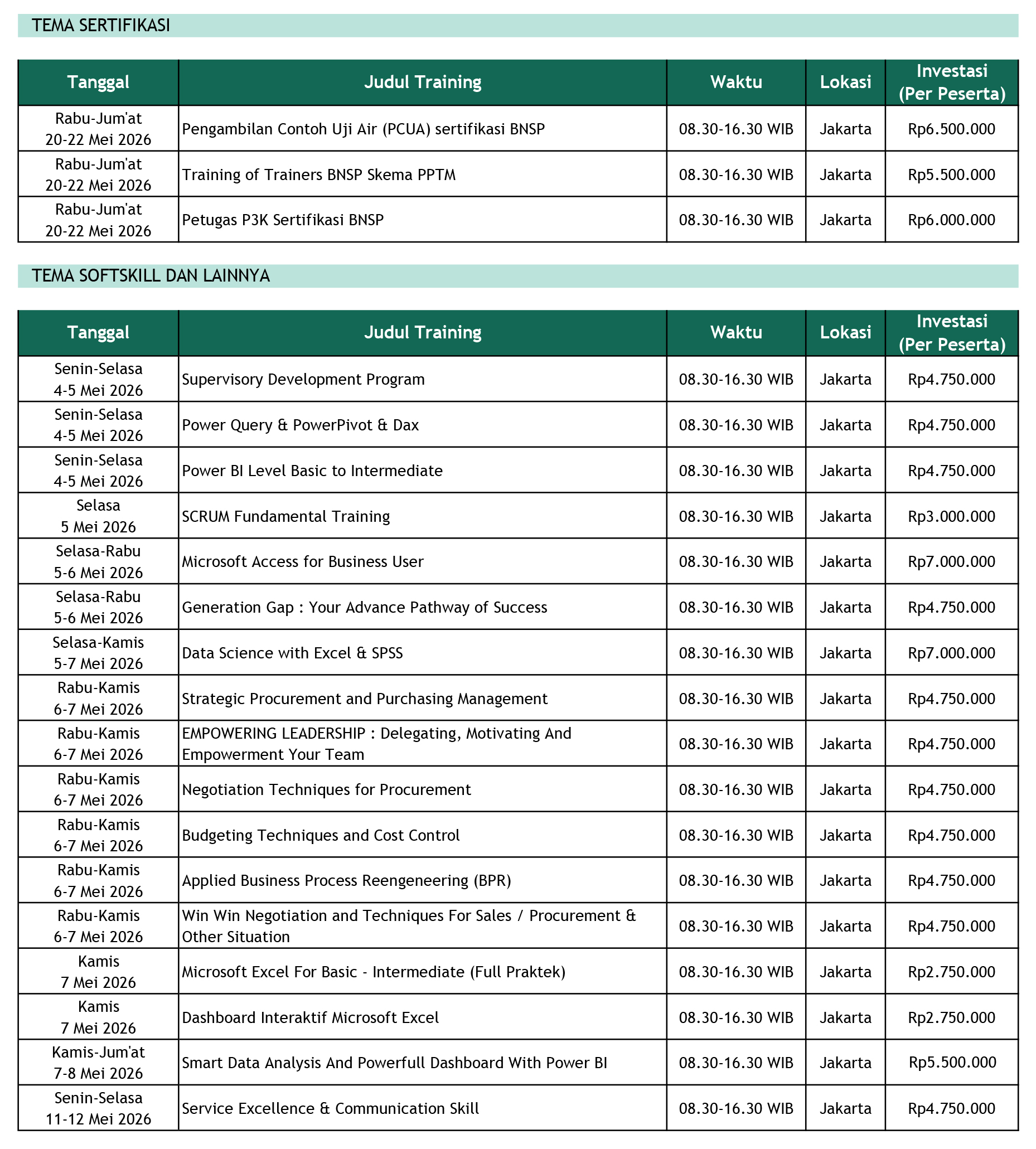 Jadwal Training Mahaka Mei 2026 - 4